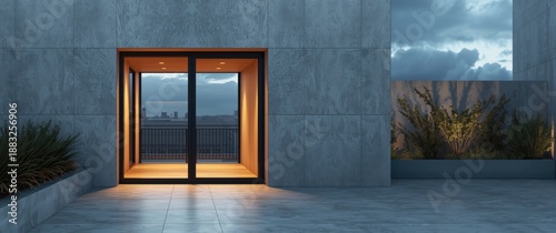 Balcony Terrace with Glass ...
