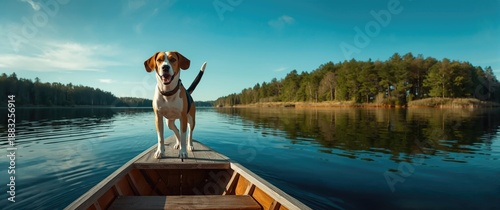 Hunting beagle dog at the b...
