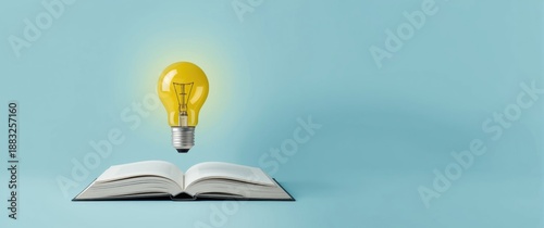 Floating yellow lightbulb a...
