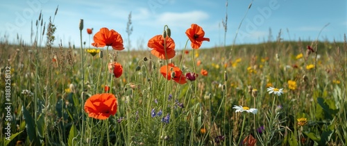 Field of Red Poppy flowers ...