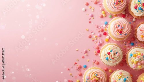 Assorted sweet cupcakes top...
