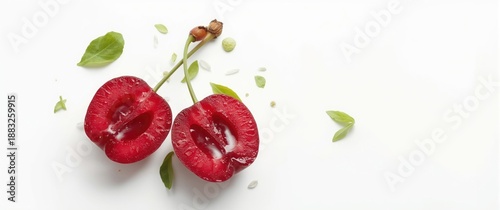 Cherry halves separated on ...