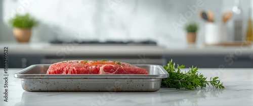 Marinating raw meat in an o...
