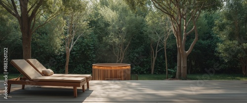 Backyard oasis featuring su...