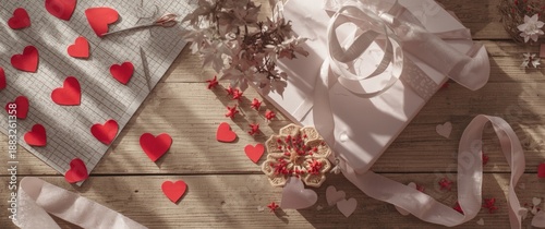 Valentine's Day or wedding DIY decoration: How to create a paper heart garland - Step 6: String the red paper hearts onto a needle