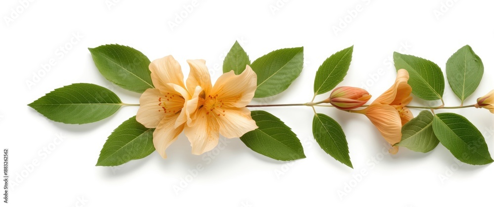 Naklejka premium Isolated apricot, flower, and apple leaves