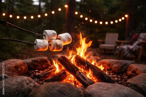 Cozy campfire scene with ma...