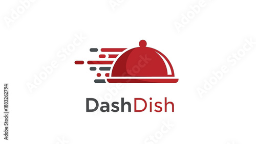 DashDish logo with red cloche and dynamic motion lines.