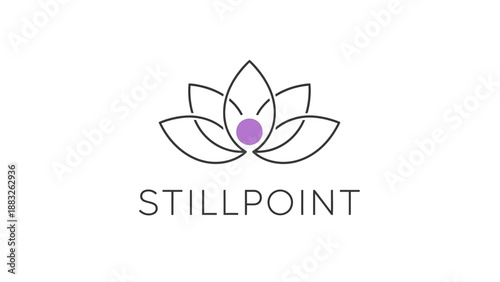 Minimalist Lotus Flower Logo Design with Purple Center.