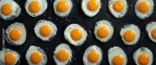 Top view of fried eggs patt...