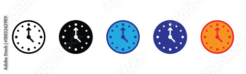 Vector illustration icon a set of colorful clock faces in different colors