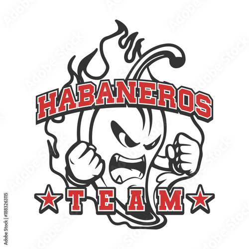 Mascot for a group called Habaneros, lovers of spicy food, vector design.