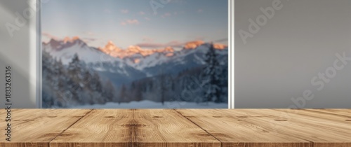 Empty wooden table in front...