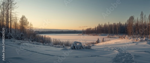 Evening scene of winter lan...