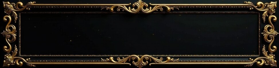 Intricate black & gold baroque frame, ornate details , damask, texture, background