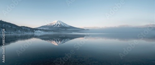 Yamanaka Lake winter view o...