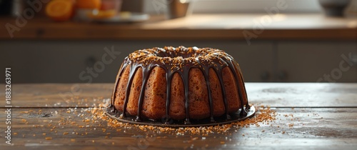Orange bundt cake topped wi...