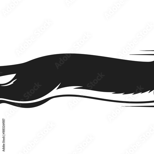 Black Silhouette of Running Panther Animal.