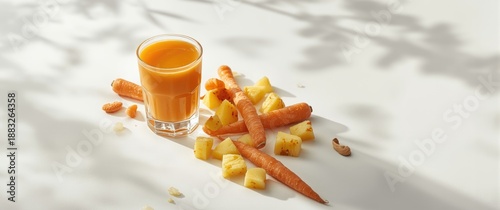 Fresh juice served in a gla...