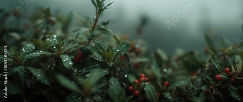 Plants covered in dew and f...