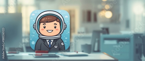 Cute astronaut cartoon icon...
