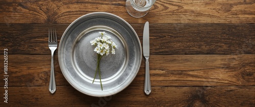 Closeup of plate and flatwa...