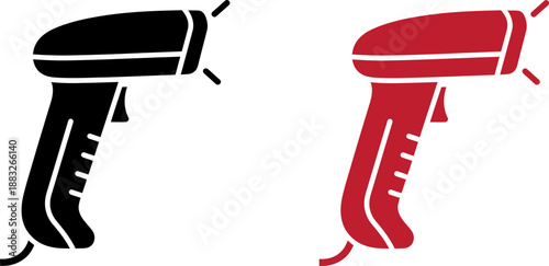 Hair dryers in black and red on white background