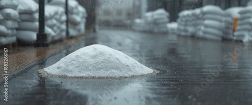 Sandbags on street ready fo...