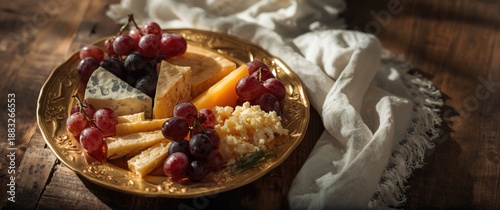 Assorted cheese and fruits ...