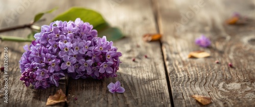 Purple lilac flowers agains...