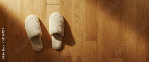 Wooden floor with a pair of...