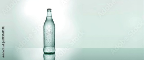 Water-filled glass bottle w...