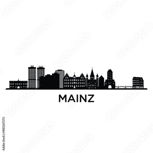 Fotografía a black silhouette skyline illustration of the german city of mainz
