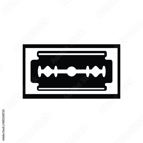 a simple black and white illustration of a classic straight razor blade