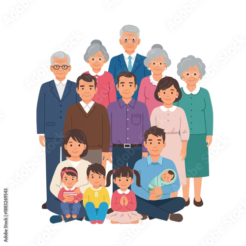 Multigenerational family group portrait together.