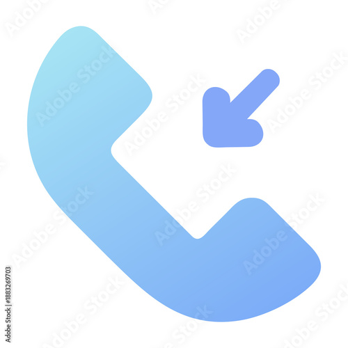 Minimal Blue Gradient Telephone Handset with Down Arrow – Modern Communication Icon 