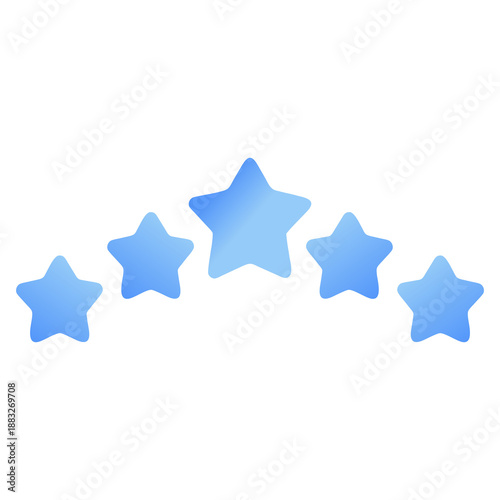 Foto Five Blue Gradient Stars in Arc Formation – Minimal Rating and Achievement Icon