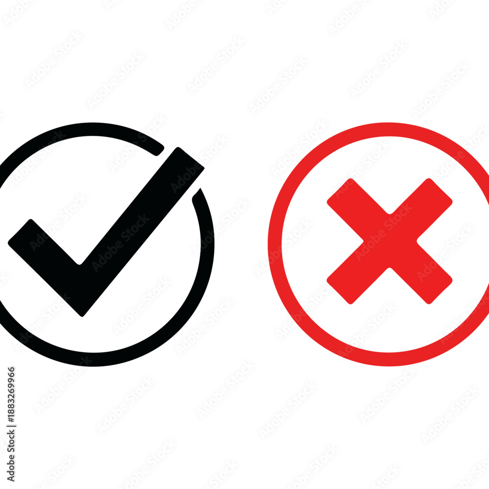 Obraz premium Checkmark and Cross Symbols.