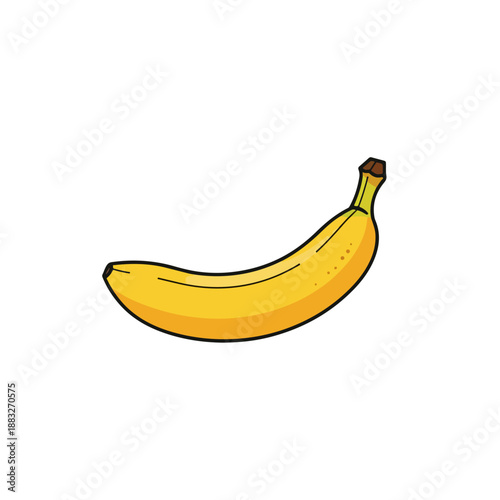 Yellow Banana Fruit Illustration on White.