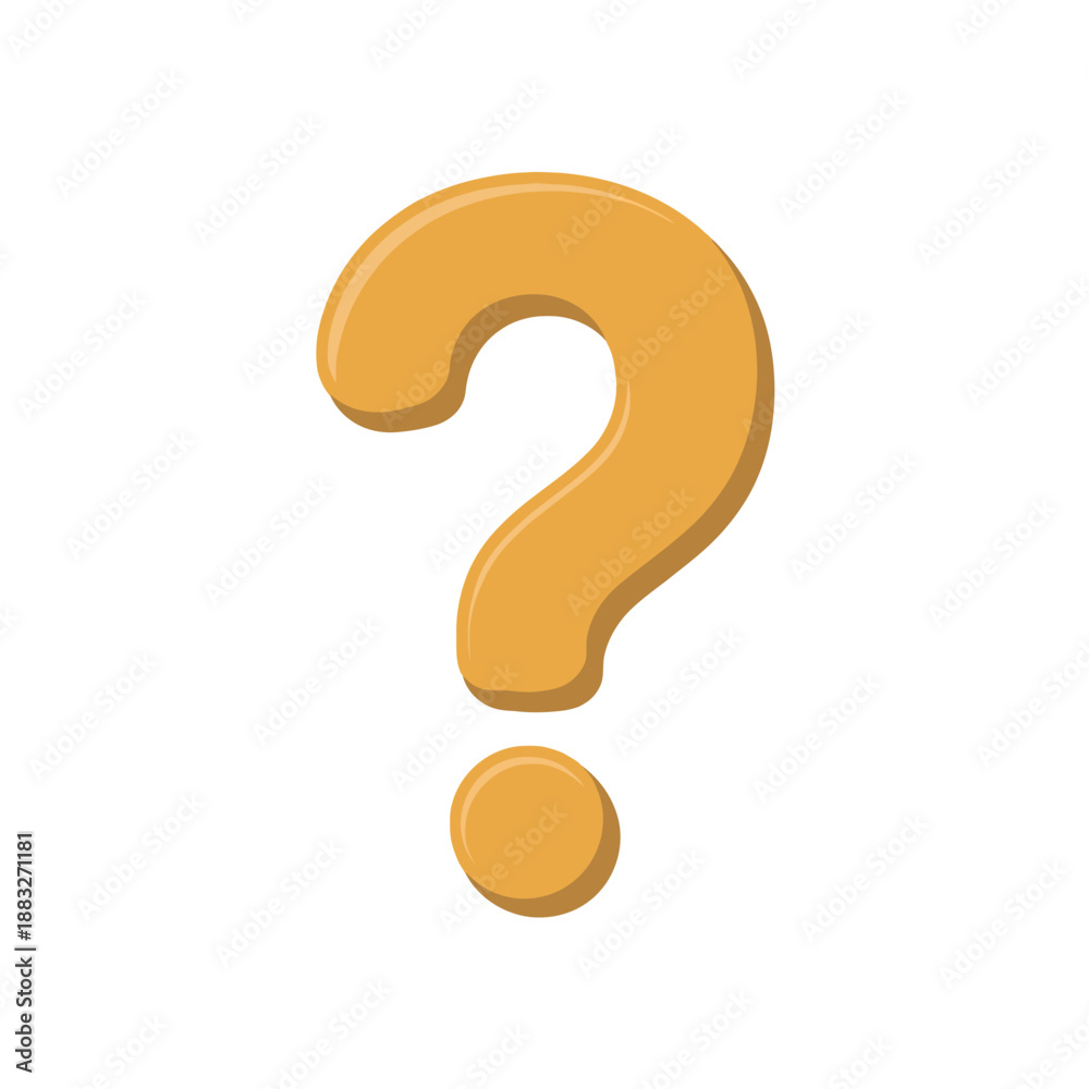 Naklejka premium A single golden question mark symbol is set against a white background.