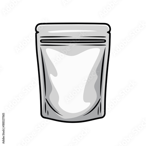 A plain white resealable pouch stands empty against a white background.