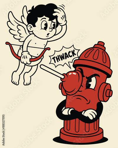 Anti-Valentine's Day Humor Old School Illustration of Romance Defeated