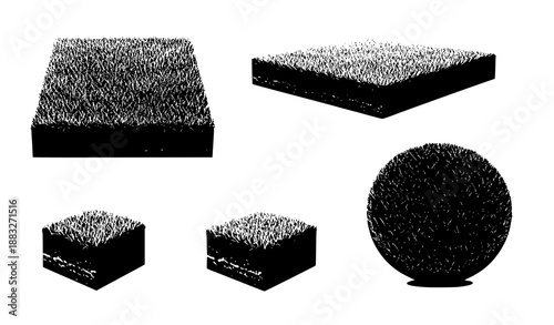 Realistic Vector Illustration of Grass Land Plots with Soil for Parks and Gardens