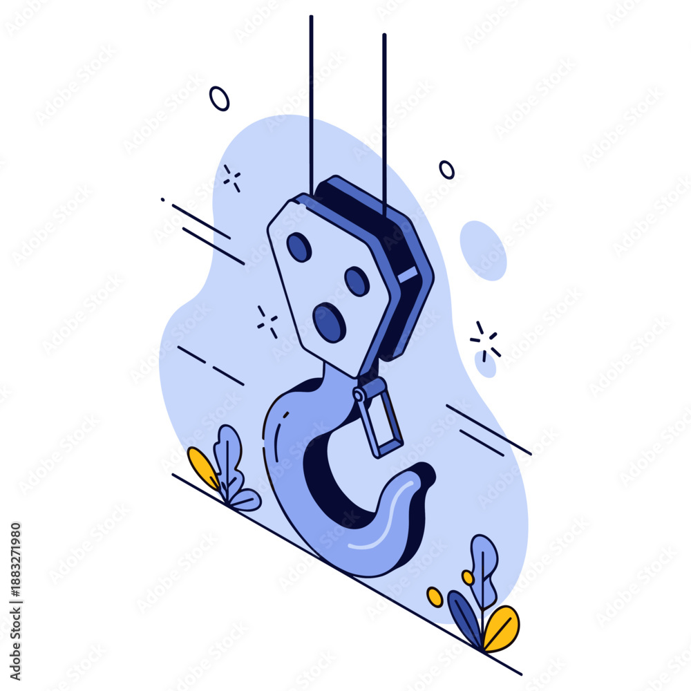Fototapeta premium Illustration of an industrial crane hook with modern abstract design elements