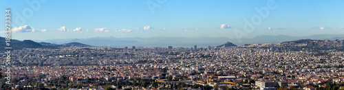 Fotografie Panoramic Athens cityscape with Mount Lycabettus, Greece
