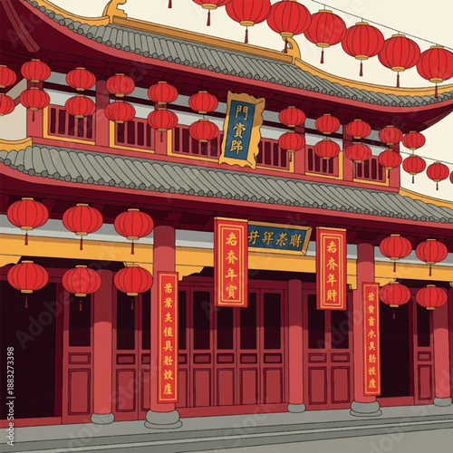 Traditional Chinese Temple Architecture Details.