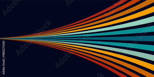 Abstract background of rainbow groovy Wavy Line design in 1970s Hippie Retro style. Vector pattern ready to use for cloth, textile, wrap and other.