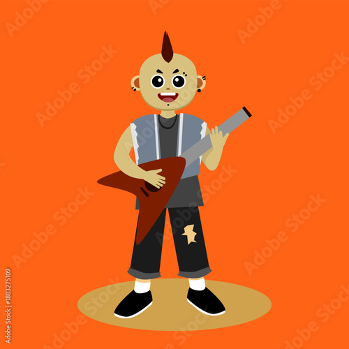 metal music person with electric guitar
