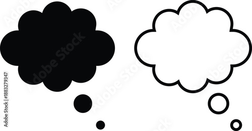 Think Bubble icon Set. Creative ideas and imagination symbols. Brainstorming Symbols. Thought cloud graphic design
