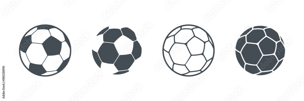 Obraz premium Soccer ball icon set, Football vector symbols, Soccer ball svg, Football ball outline, Soccer ball vector, Football soccer ball silhouette.